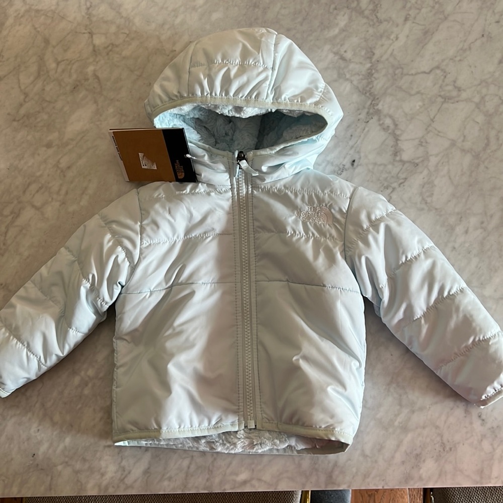 The North Face Infant Reversible Hooded Jacket Coat.  Brand New with tags.